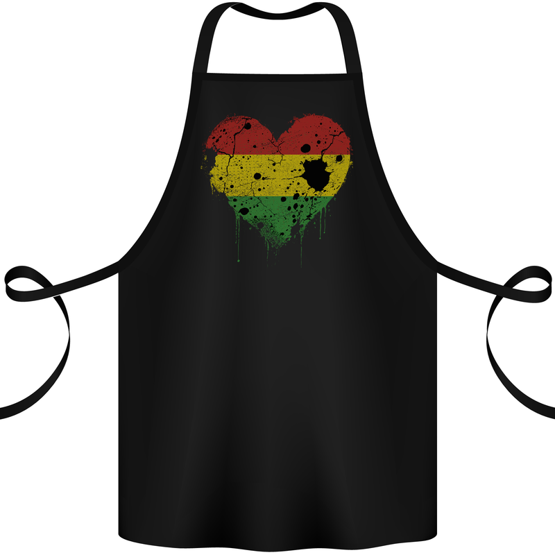 Love Bolivia Flag Bolivian Day Football Cotton Apron 100% Organic Black