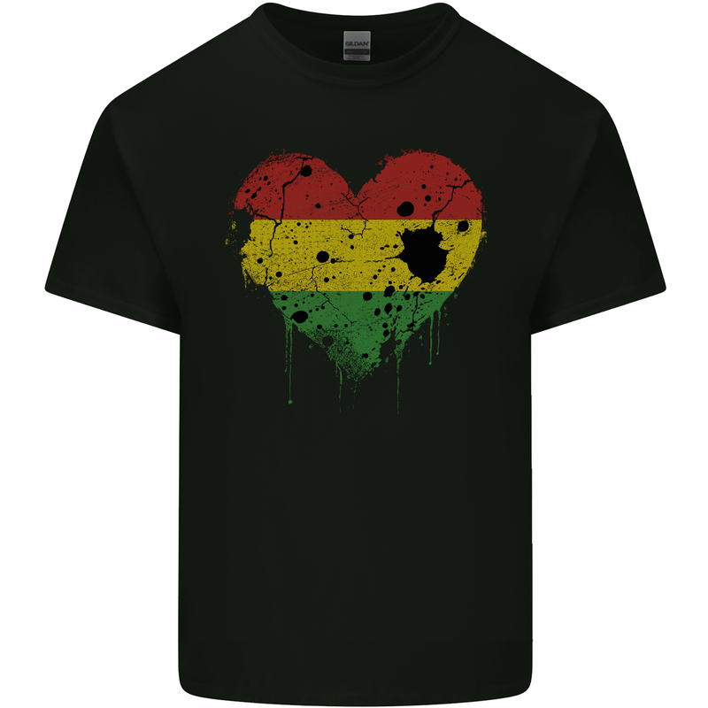 Love Bolivia Flag Bolivian Day Football Mens Cotton T-Shirt Tee Top Black