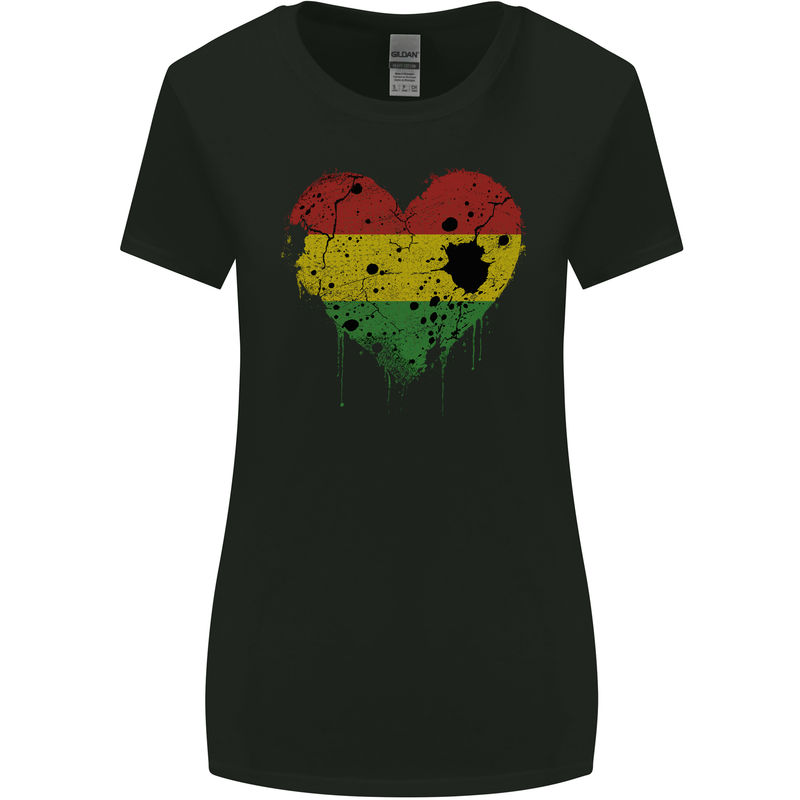 Love Bolivia Flag Bolivian Day Football Womens Wider Cut T-Shirt Black
