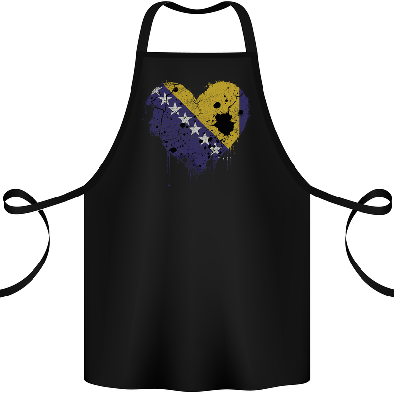Love Bosnia and Herzegovina Flag Day Football Cotton Apron 100% Organic Black