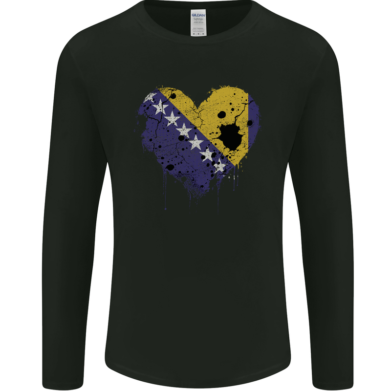 Love Bosnia and Herzegovina Flag Day Football Mens Long Sleeve T-Shirt Black