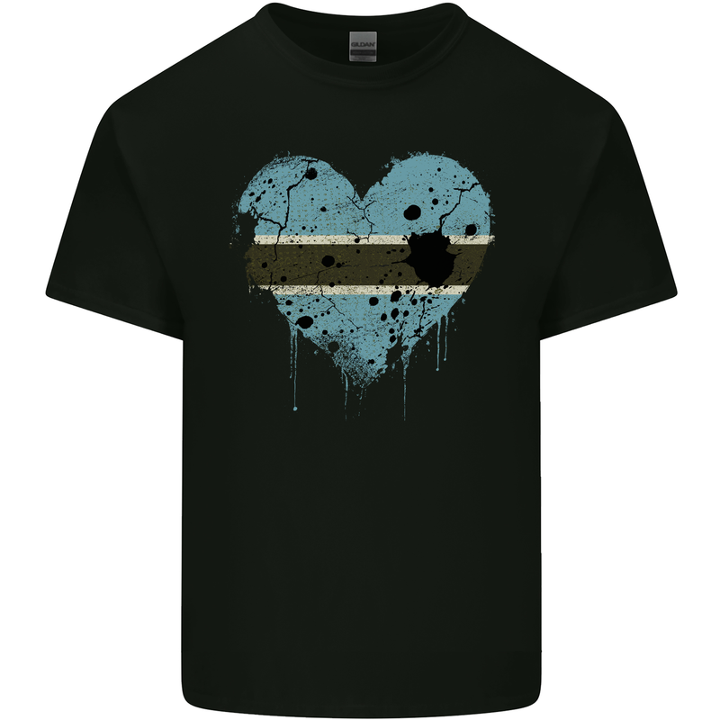 Love Botswana Flag Batswana Day Football Mens Cotton T-Shirt Tee Top Black