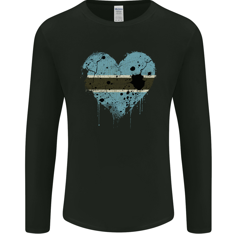 Love Botswana Flag Batswana Day Football Mens Long Sleeve T-Shirt Black