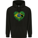 Love Brazil Flag Brazilian Day Football Childrens Kids Hoodie Black