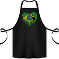 Love Brazil Flag Brazilian Day Football Cotton Apron 100% Organic Black