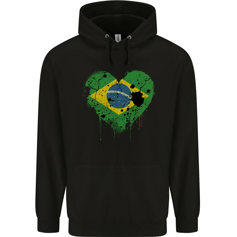 Love Brazil Flag Brazilian Day Football Mens 80% Cotton Hoodie Black