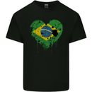 Love Brazil Flag Brazilian Day Football Mens Cotton T-Shirt Tee Top Black