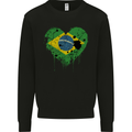 Love Brazil Flag Brazilian Day Football Mens Sweatshirt Jumper Black