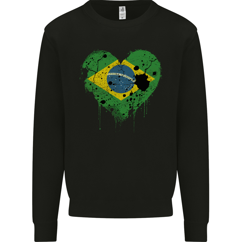 Love Brazil Flag Brazilian Day Football Mens Sweatshirt Jumper Black