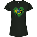 Love Brazil Flag Brazilian Day Football Womens Petite Cut T-Shirt Black