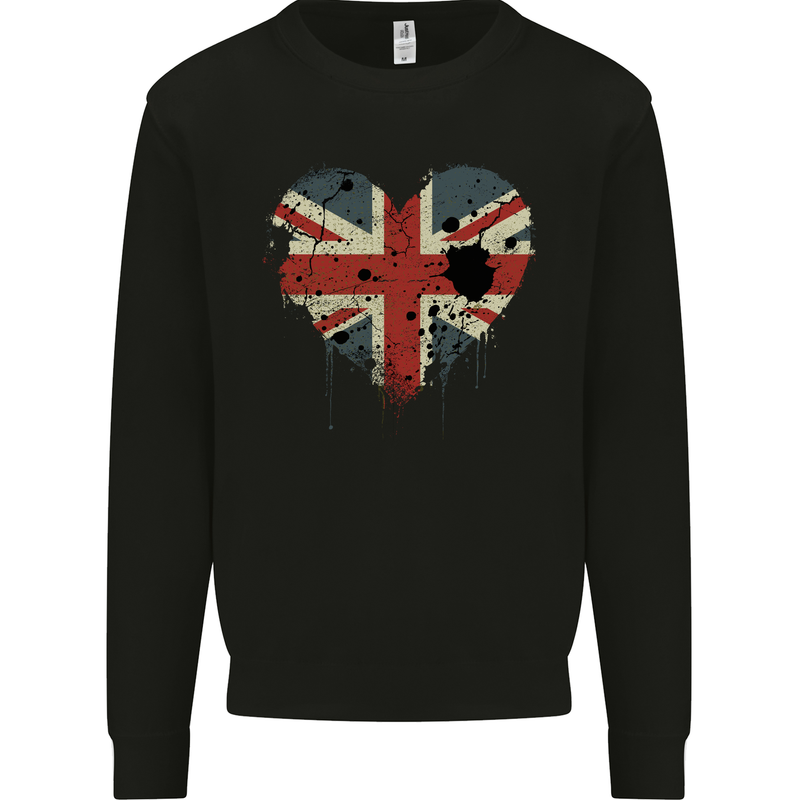 Love British Flag Union Jack Great Britain GB Mens Sweatshirt Jumper Black