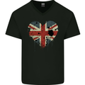 Love British Flag Union Jack Great Britain GB Mens V-Neck Cotton T-Shirt Black
