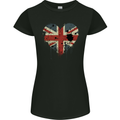Love British Flag Union Jack Great Britain GB Womens Petite Cut T-Shirt Black
