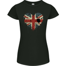 Love British Flag Union Jack Great Britain GB Womens Petite Cut T-Shirt Black
