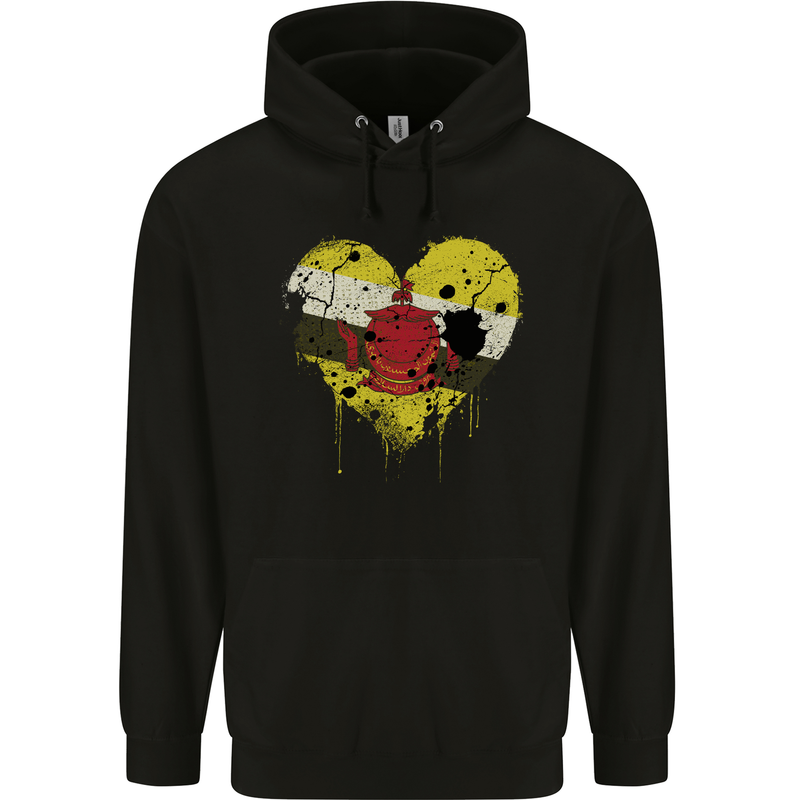 Love Brunei Flag Bruneian Day Football Mens 80% Cotton Hoodie Black