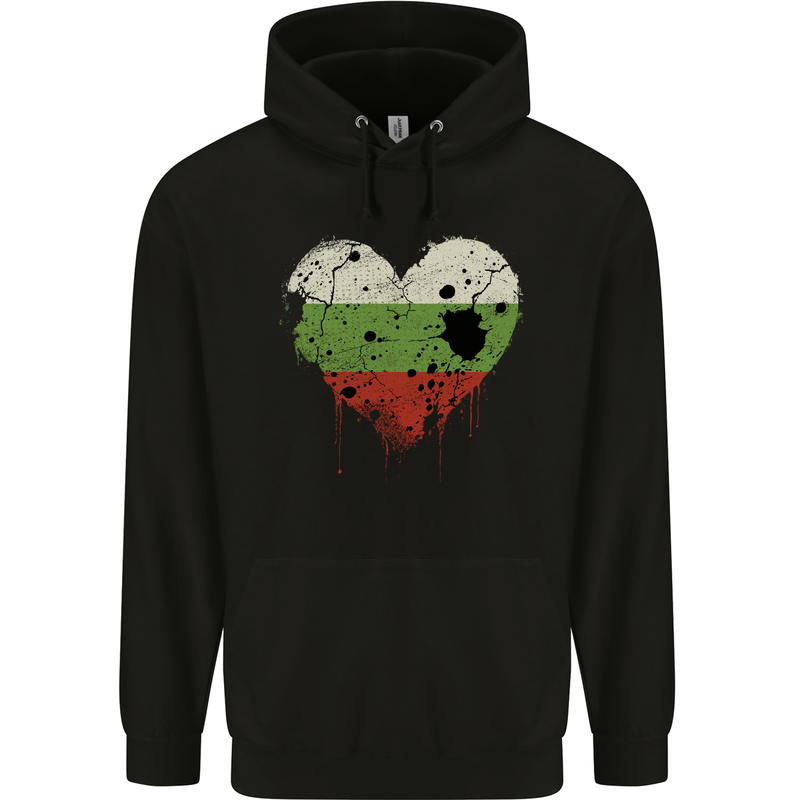 Love Bulgaria Flag Bulgarian Day Football Childrens Kids Hoodie Black