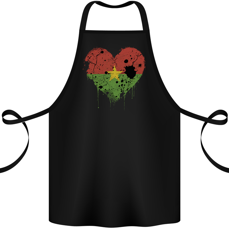 Love Burkina Faso Flag Day Football Cotton Apron 100% Organic Black