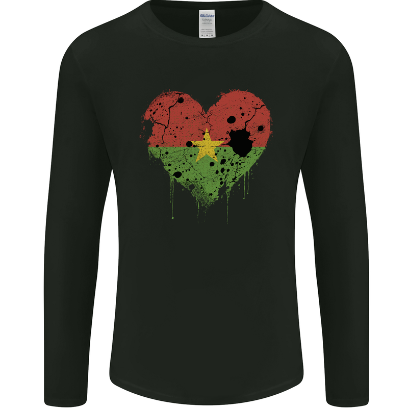 Love Burkina Faso Flag Day Football Mens Long Sleeve T-Shirt Black