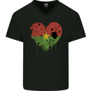 Love Burkina Faso Flag Day Football Mens V-Neck Cotton T-Shirt Black