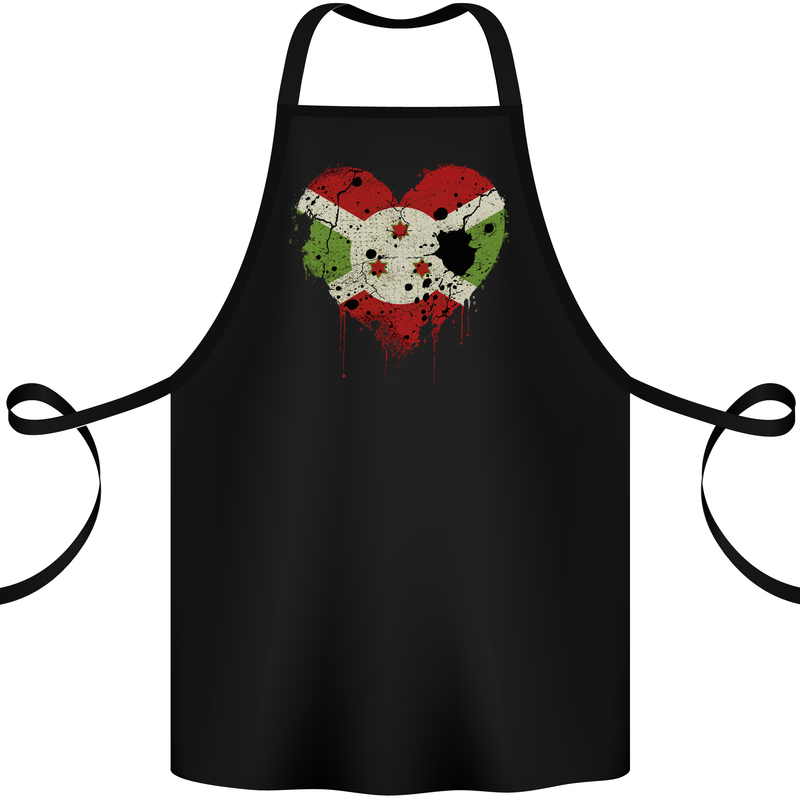 Love Burundi Flag Burundians Day Football Cotton Apron 100% Organic Black