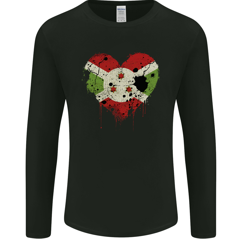 Love Burundi Flag Burundians Day Football Mens Long Sleeve T-Shirt Black