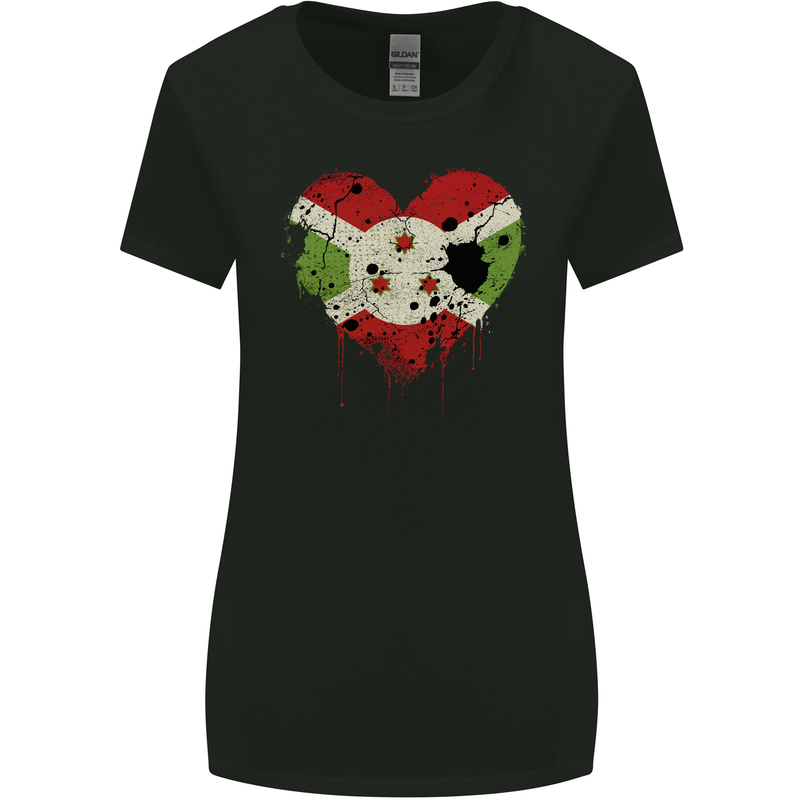 Love Burundi Flag Burundians Day Football Womens Wider Cut T-Shirt Black