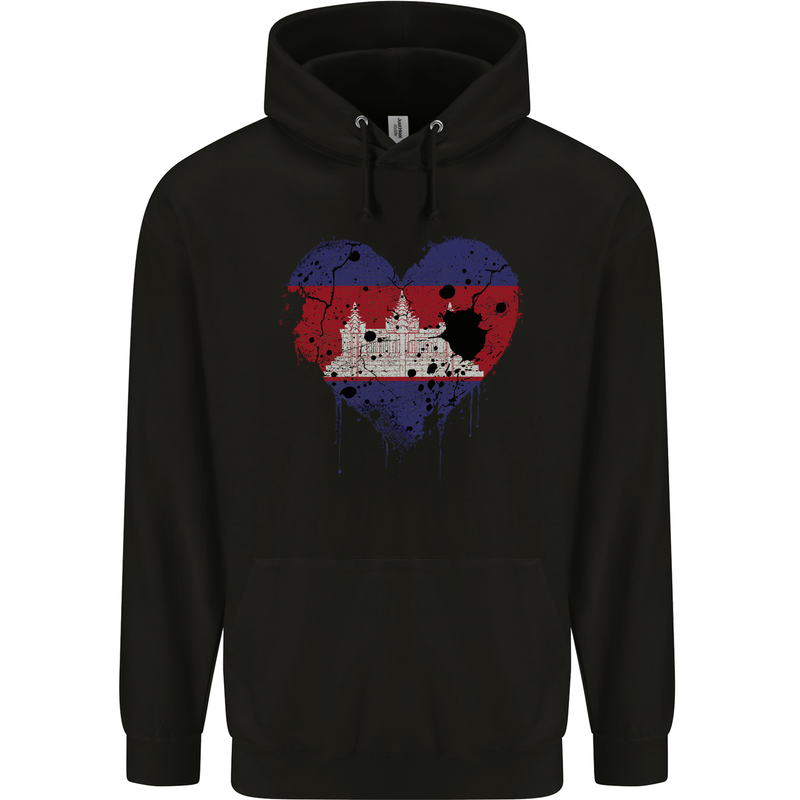Love Cambodia Flag Cambodian Day Football Mens 80% Cotton Hoodie Black