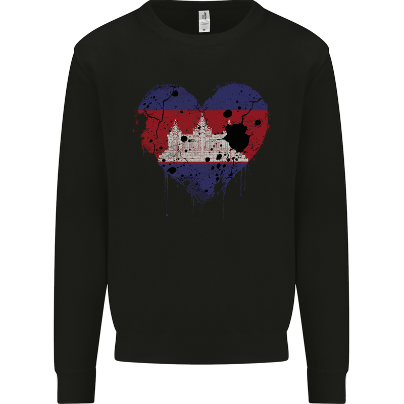 Love Cambodia Flag Cambodian Day Football Mens Sweatshirt Jumper Black