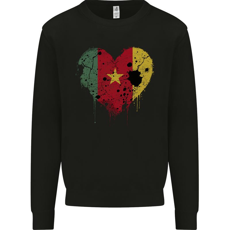 Love Cameroon Flag Cameroonian Day Football Mens Sweatshirt Jumper Black