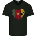 Love Cameroon Flag Cameroonian Day Football Mens V-Neck Cotton T-Shirt Black