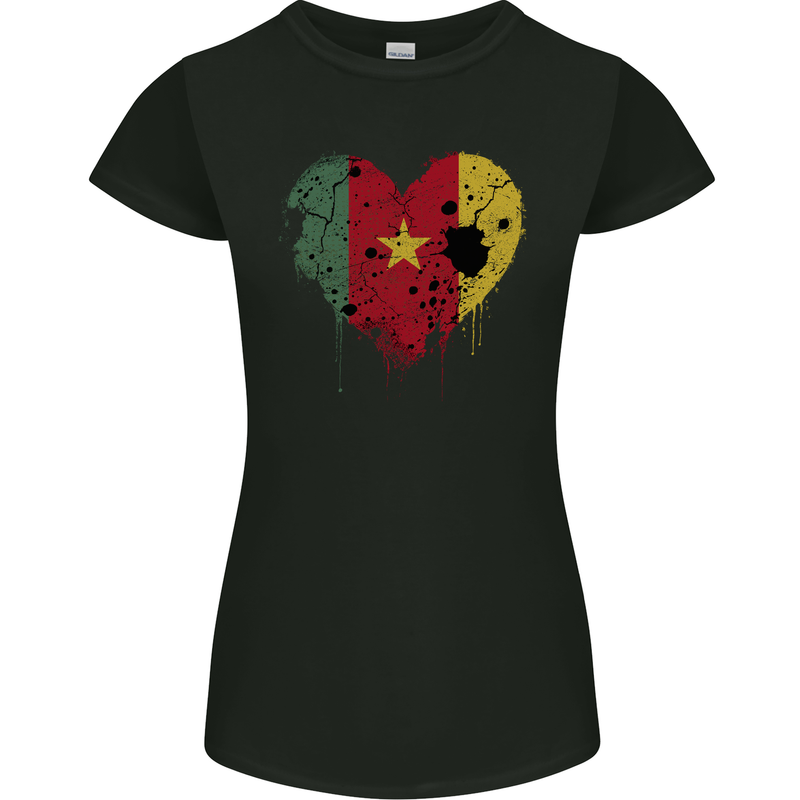 Love Cameroon Flag Cameroonian Day Football Womens Petite Cut T-Shirt Black
