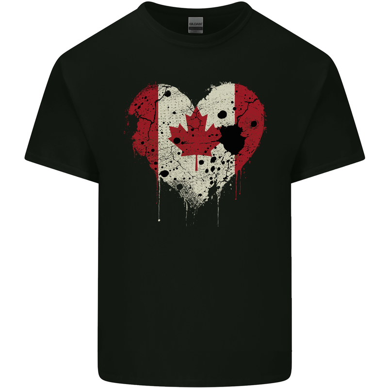 Love Canada Flag Canadian Day Football Mens Cotton T-Shirt Tee Top Black
