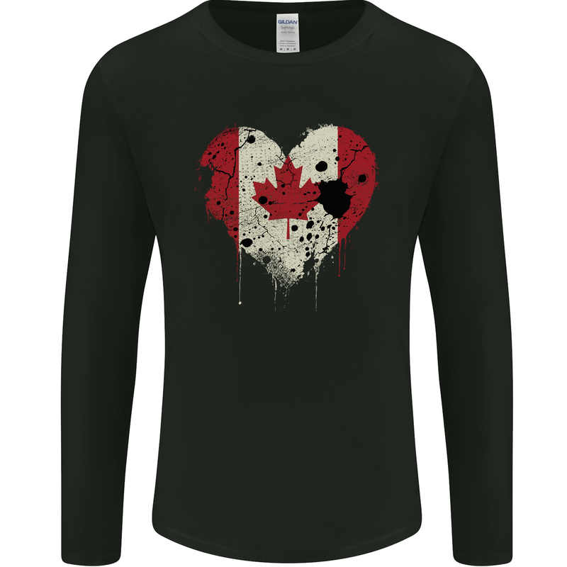 Love Canada Flag Canadian Day Football Mens Long Sleeve T-Shirt Black