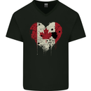 Love Canada Flag Canadian Day Football Mens V-Neck Cotton T-Shirt Black