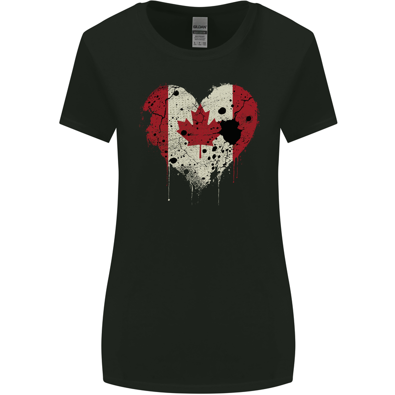Love Canada Flag Canadian Day Football Womens Wider Cut T-Shirt Black