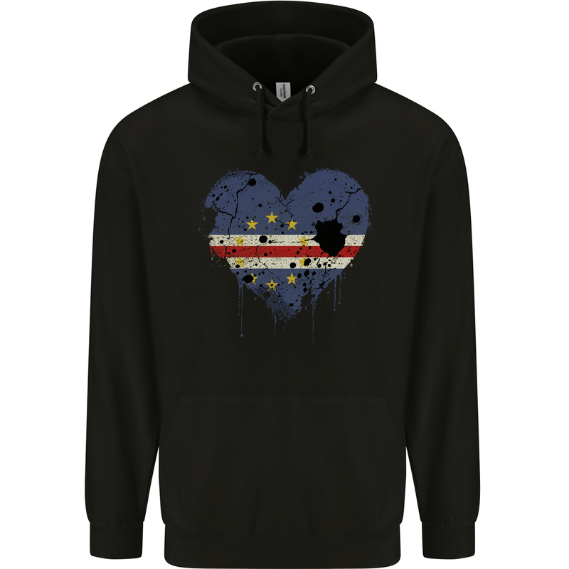 Love Cape Verde Flag Verdean Day Football Childrens Kids Hoodie Black