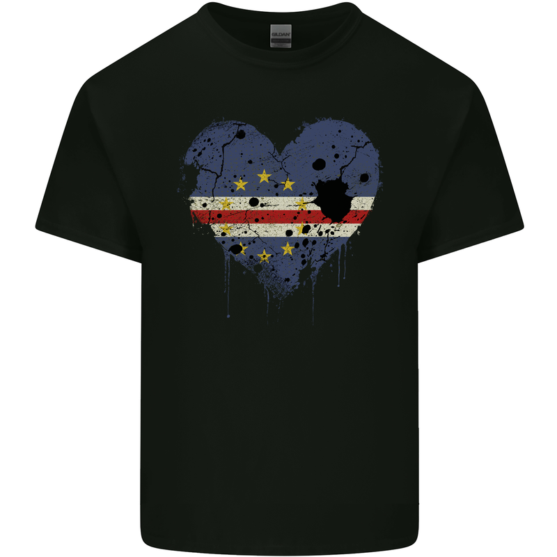 Love Cape Verde Flag Verdean Day Football Mens Cotton T-Shirt Tee Top Black