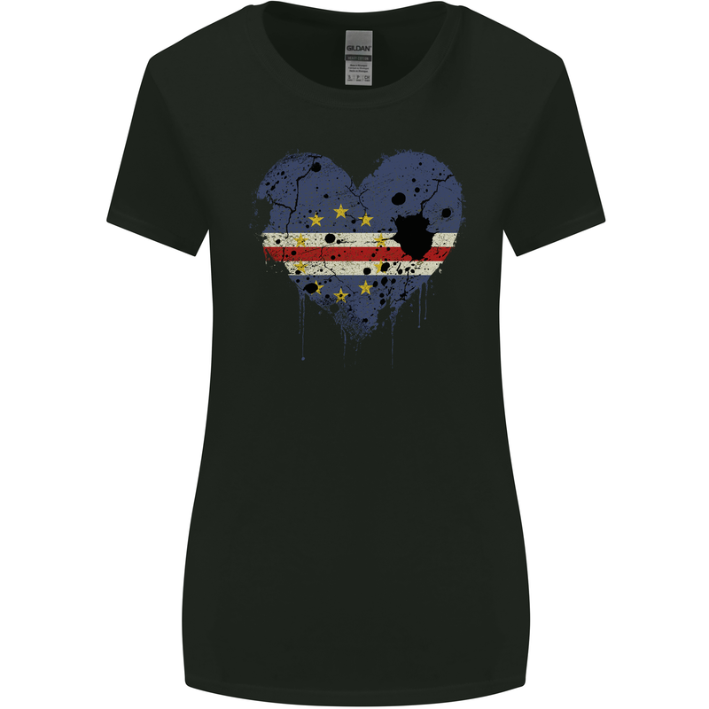 Love Cape Verde Flag Verdean Day Football Womens Wider Cut T-Shirt Black