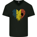 Love Chad Flag Chadian Day Football Mens V-Neck Cotton T-Shirt Black