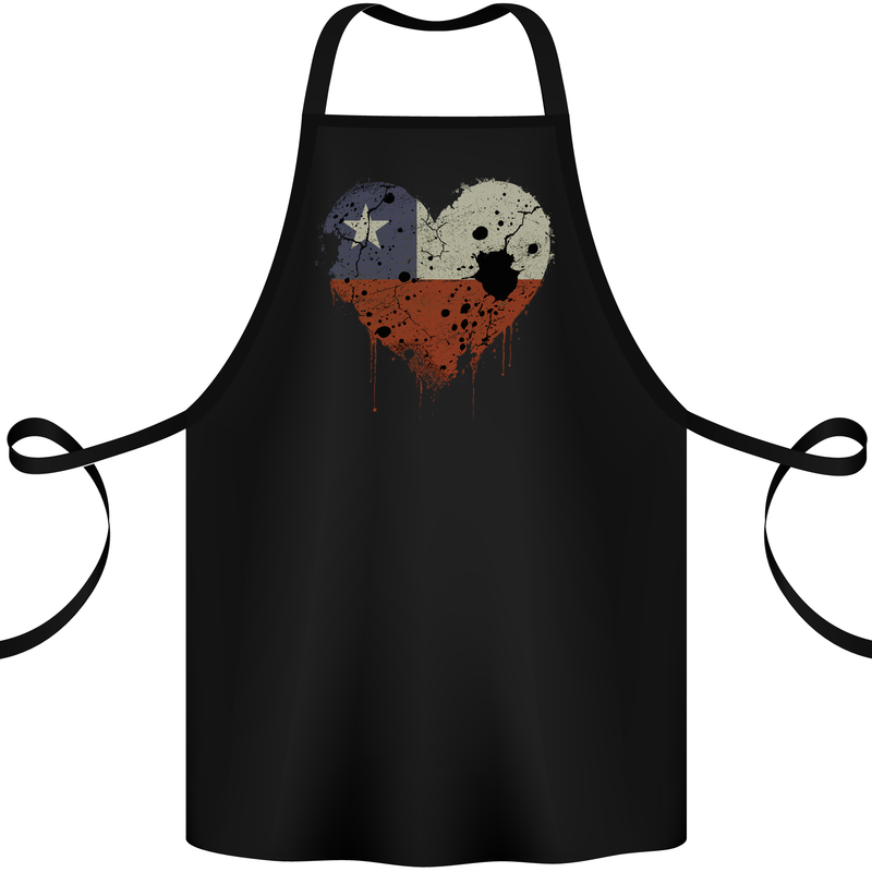 Love Chile Flag Chilean Day Football Cotton Apron 100% Organic Black