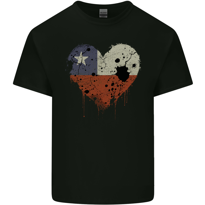 Love Chile Flag Chilean Day Football Mens Cotton T-Shirt Tee Top Black