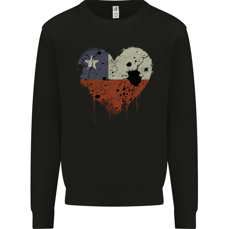 Love Chile Flag Chilean Day Football Mens Sweatshirt Jumper Black
