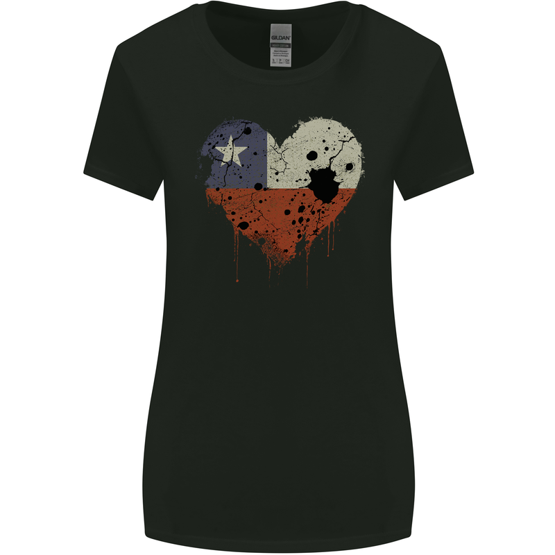 Love Chile Flag Chilean Day Football Womens Wider Cut T-Shirt Black