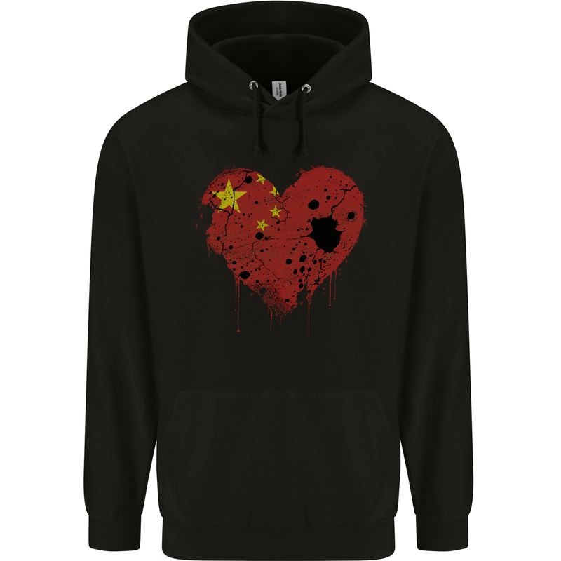 Love China Flag Chinese Day Football Childrens Kids Hoodie Black