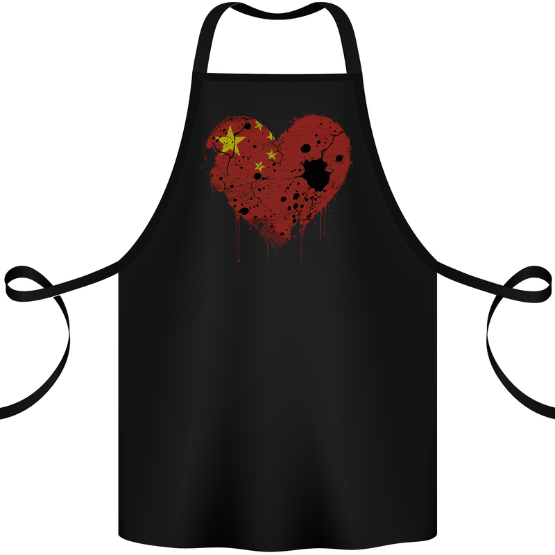Love China Flag Chinese Day Football Cotton Apron 100% Organic Black