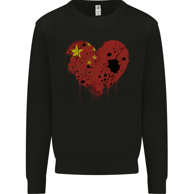 Love China Flag Chinese Day Football Mens Sweatshirt Jumper Black