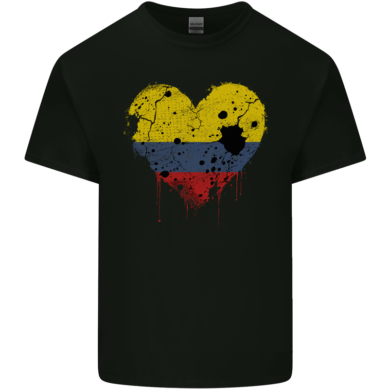 Love Columbia Flag Columbian Day Football Mens Cotton T-Shirt Tee Top Black