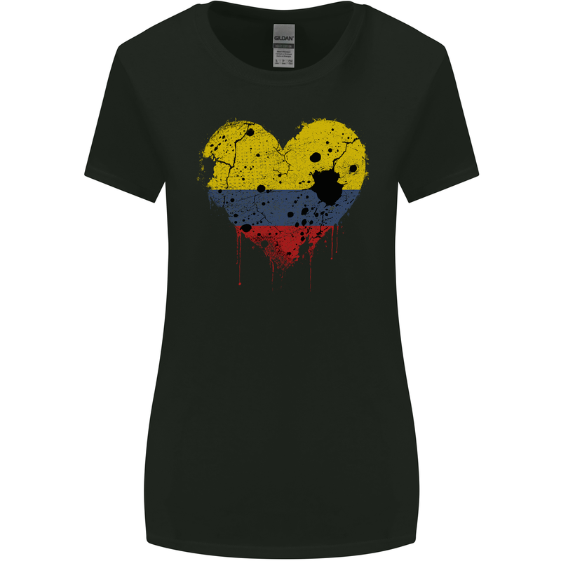 Love Columbia Flag Columbian Day Football Womens Wider Cut T-Shirt Black