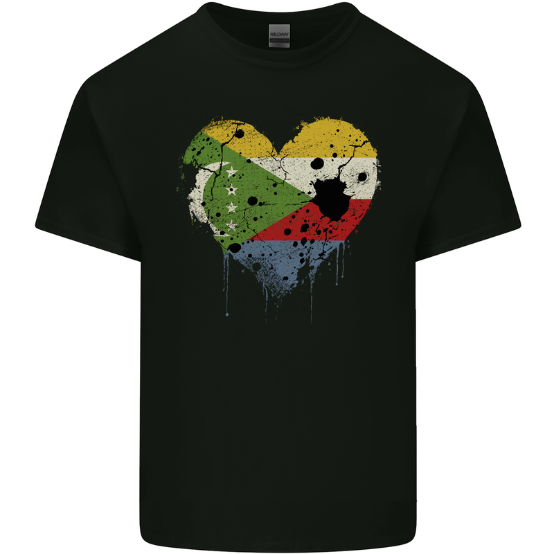 Love Comoros Flag Comorian Day Football Mens Cotton T-Shirt Tee Top Black