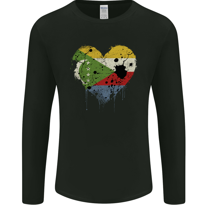 Love Comoros Flag Comorian Day Football Mens Long Sleeve T-Shirt Black
